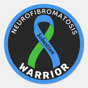 Neurofibromatos Warrior Ribbon Black Round Sticker