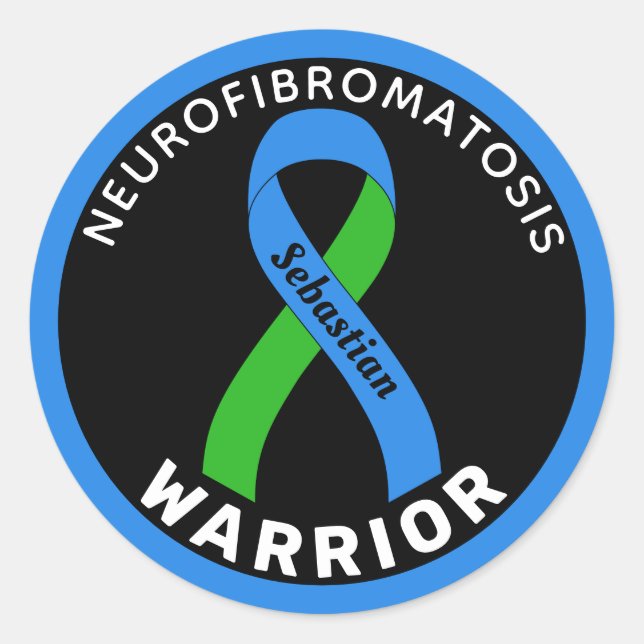 Neurofibromatos Warrior Ribbon Black Round Sticker (Vorderseite)