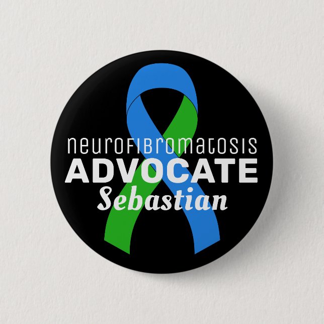 Neurofibromatose Advocatus Ribbon Black Button (Vorderseite)