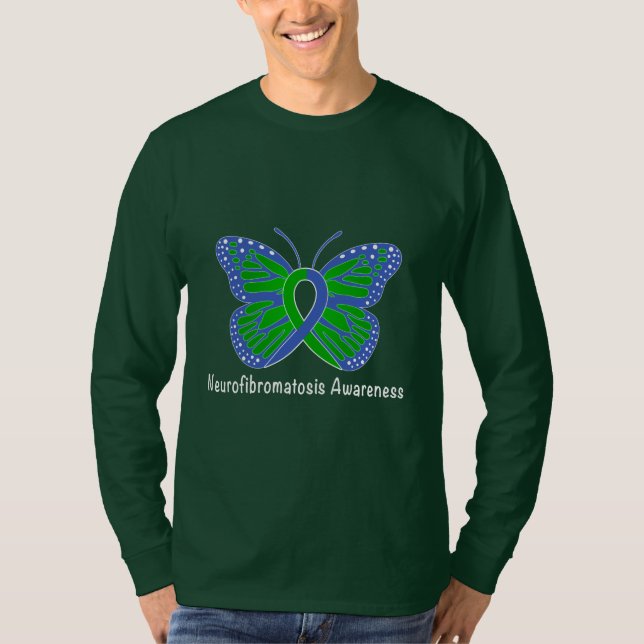 Neurofibromatose-Schmetterlings-Bewusstseins-Band T-Shirt (Vorderseite)