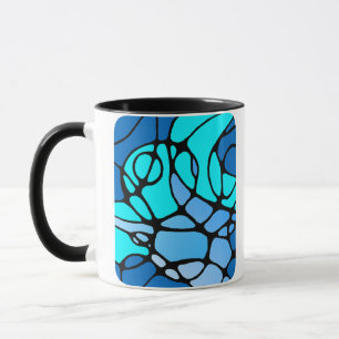 Neurografik blau modernes abstraktes Design Tasse