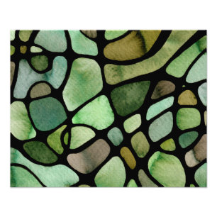 Neurografische Aquarellkunst in Farbtönen in Grünt Fotodruck