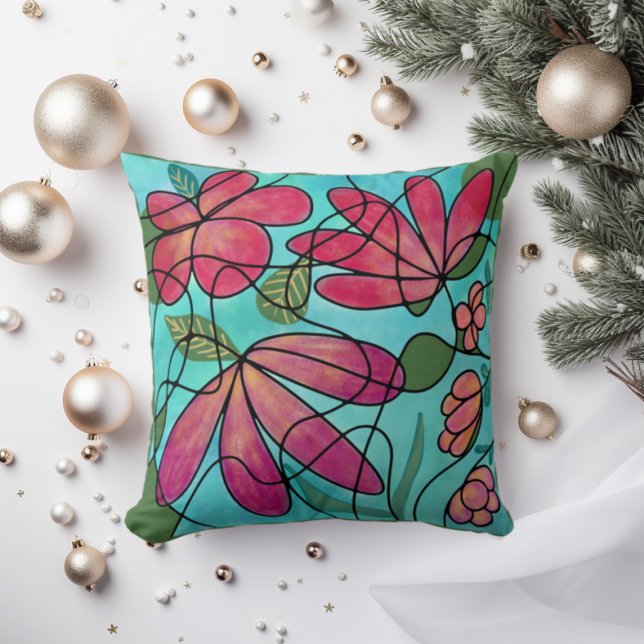 NEUROGRAFISCHE FRÜHSTÜCKSBLUMEN WASSERFARBEN KISSEN (Von Creator hochgeladen)