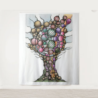 Neurografischer Lebensbaum Abstract Art Tapete |  Wandteppich