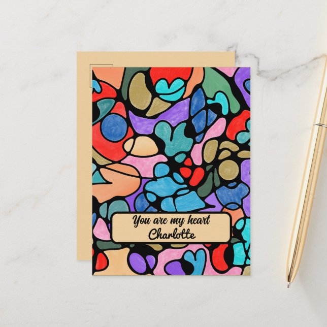 NEUROGRAPHISCHE DIGITALE WASSERFARBEN ANKÜNDIGUNGSPOSTKARTE (Vorderseite/Rückseite Beispiel)