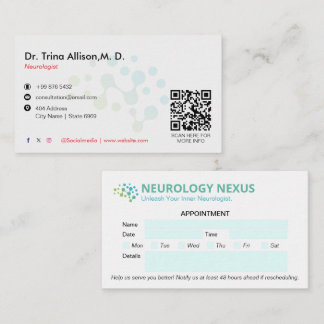 Neurologie Klinik | Saubere Ernennung Visitenkarte