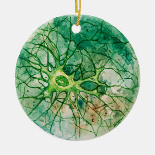 Neuron - Aquarell-Grün Keramik Ornament