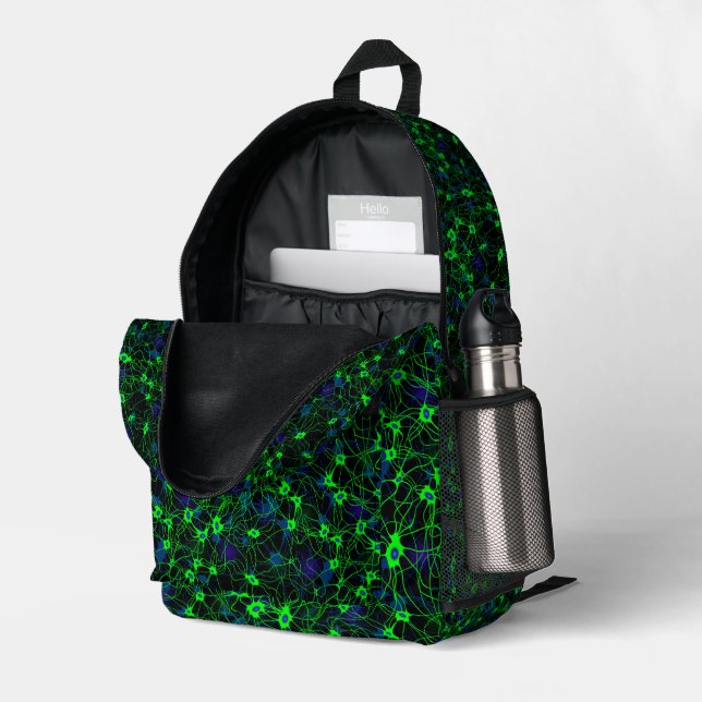 Neuron City Backpack #3 Bedruckter Rucksack (Rückseitige Ecke links (Offen) )