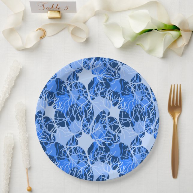 Neuronales Netzwerk Blaue Neuronen Pappteller (Hochzeit)