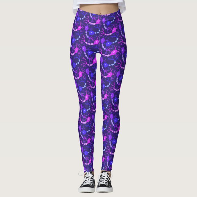 Neuronen-Neon-Lila Leggings (Vorderseite)