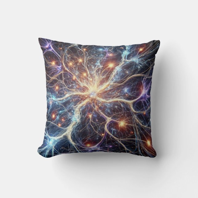 Neuronen Throw Pillow Kissen (Vorderseite)