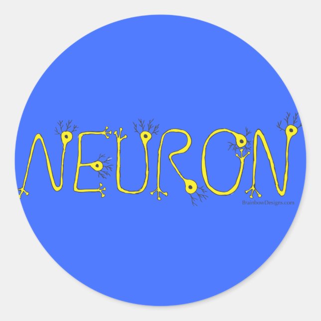 Neuronensticker - Blau und Gelb Runder Aufkleber (Vorderseite)
