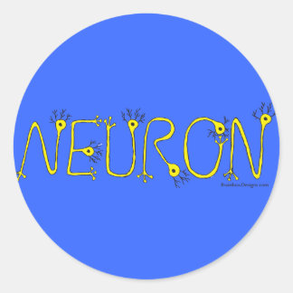 Neuronensticker - Blau und Gelb Runder Aufkleber