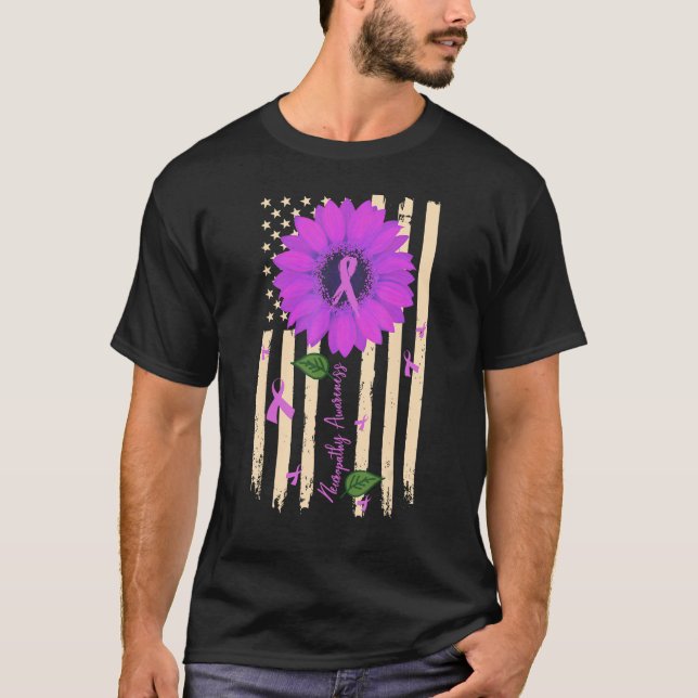 Neuropathie Bewusstsein Sonnenblume Lila Ribbon US T-Shirt (Vorderseite)