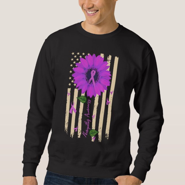 Neuropathy Awareness Sunflower Purple Ribbon USA F Sweatshirt (Vorderseite)