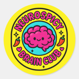 Neurospicy Brain Club Inclusive Neurodivergent Runder Aufkleber
