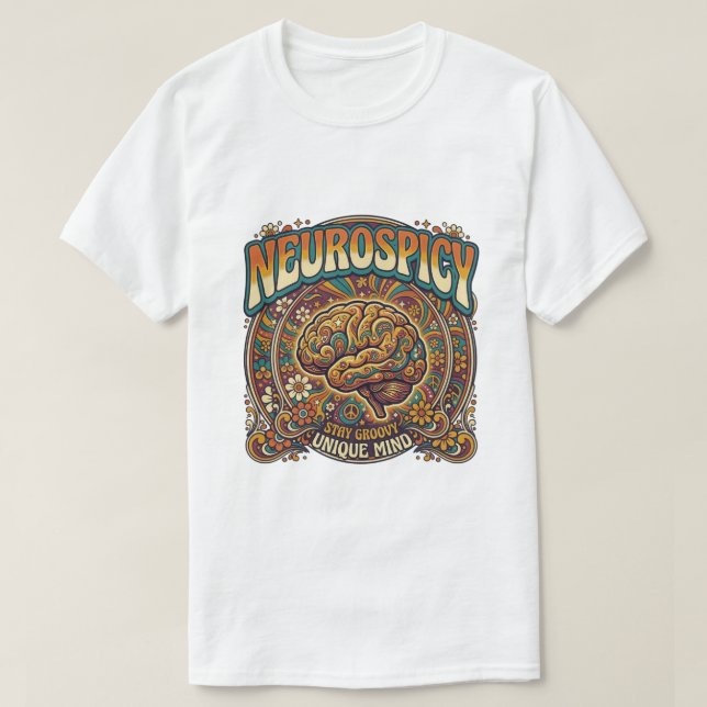 Neurospicy Brain | Groovy Retro Psychedelic Tee (Design vorne)