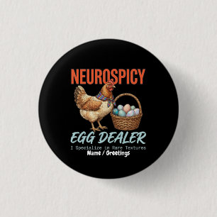 Neurospicy-Eierhändler Vintage-Henne Seltene Textu Button
