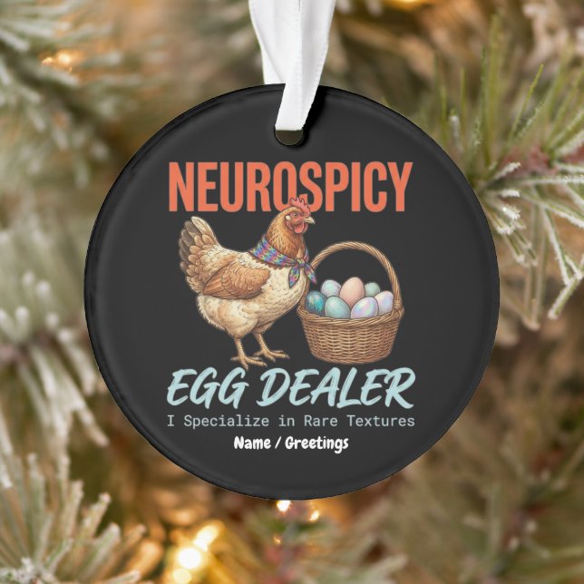 Neurospicy-Eierhändler Vintage-Henne Seltene Textu Ornament (Baum)