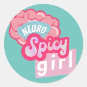'NeuroSpicy Mädchen' Neurodiversität Runder Aufkleber