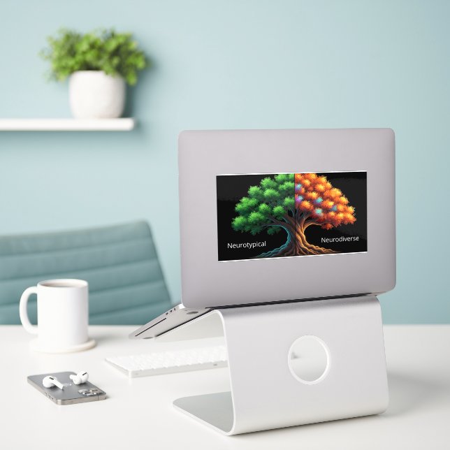 Neurotypisch vs. Neurodivers Aufkleber (Laptop auf Schreibtisch)
