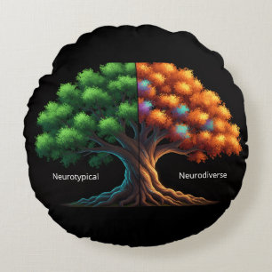 Neurotypisch vs. Neurodivers Rundes Kissen