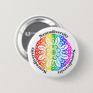 Neuroversity Awareness Rainbow Mandala Button
