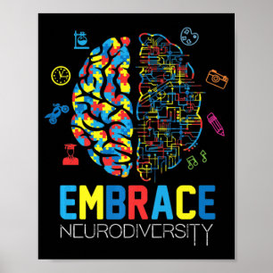 Neuroversity Shirt Embrase ADHD Autismus Bewusstse Poster