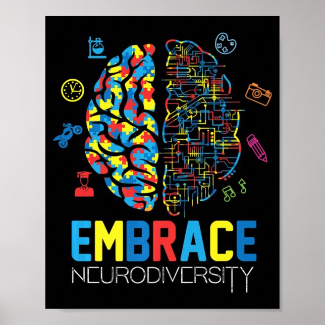 Neuroversity Shirt Embrase ADHD Autismus Bewusstse Poster (Vorne)