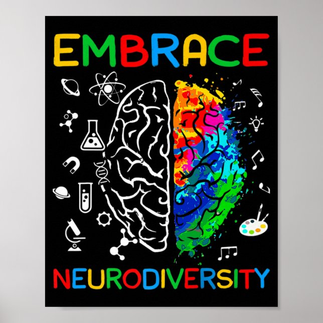 Neuroversity Shirt Embrase ADHD Autismus Bewusstse Poster (Vorne)