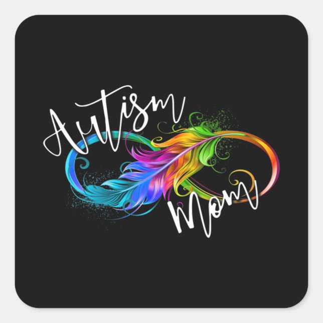 Neuroversity Symbol Rainbow Infinity Autismus Mama Quadratischer Aufkleber (Vorderseite)