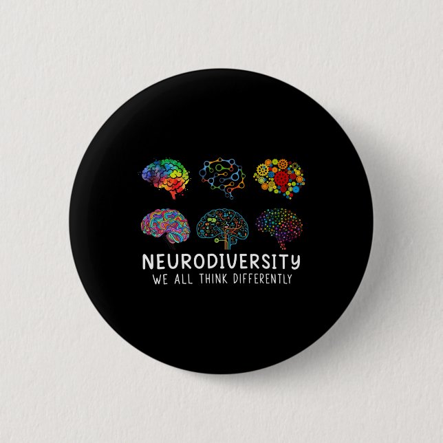 Neurovielfalt, die wir alle anders denken, Gehirn  Button (Vorderseite)