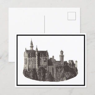 Neuschwanstein Burg Schwarz-Weiß-Geschichte Postkarte