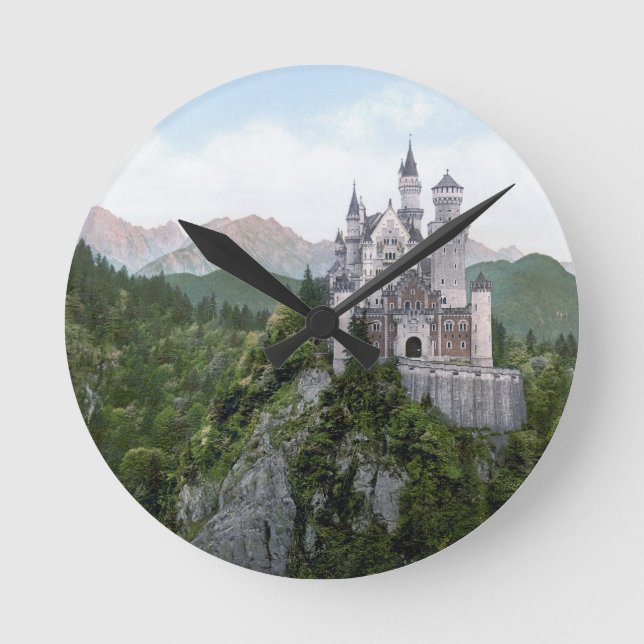Neuschwanstein Castle 5 Runde Wanduhr (Vorderseite)