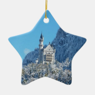 Neuschwanstein-Schloss im Winter Keramikornament