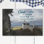 neuschwanstein Schloss, Psalm 46 1-2 20" x 30" Puzzle<br><div class="desc">Es gibt noch eine flexiblere oder kleinere Version des Puzzles: https://www.zazzle.com/z/a2etpkel?rf=238367069527271450 Entkommen Sie an einen Ort der Ruhe und Kraft mit diesem schönen Puzzle mit Psalm 46:1-2 und dem atemberaubenden Schloss Neuschwanstein im Hintergrund. Die mächtigen Mauern und Türme des Schlosses symbolisieren Kraft und Schutz, während die friedliche Umgebung Sie zur...</div>