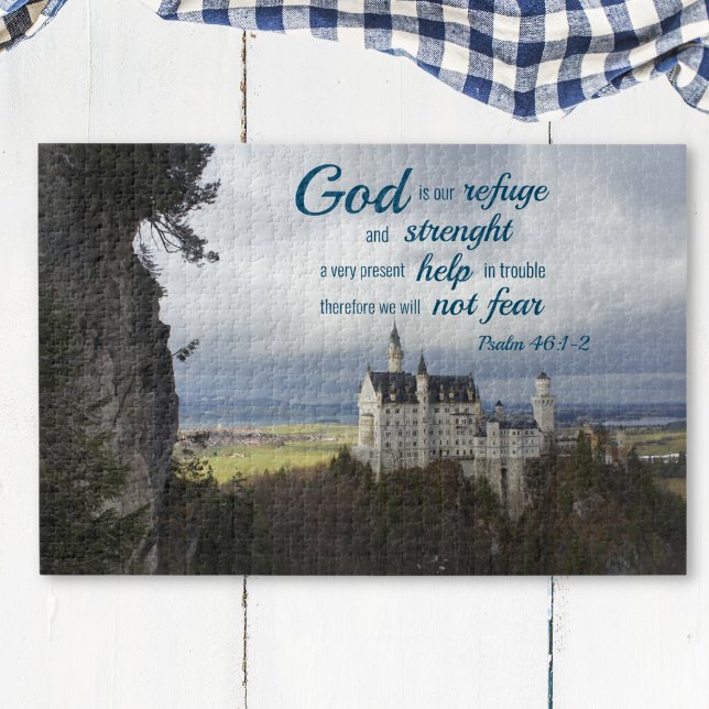 neuschwanstein Schloss, Psalm 46 1-2 20" x 30" Puzzle (Von Creator hochgeladen)