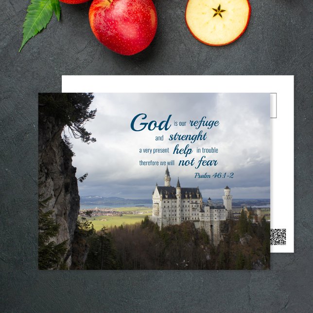 Neuschwanstein Schloss, Psalm 46 1-2 Bibelverse Postkarte (Von Creator hochgeladen)