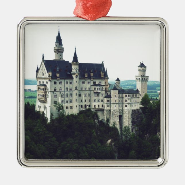 Neuschwanstein-Schloss Silbernes Ornament (Vorne)