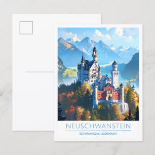 Neuschwanstein Schwangau Deutschland Vintage Reise Postkarte