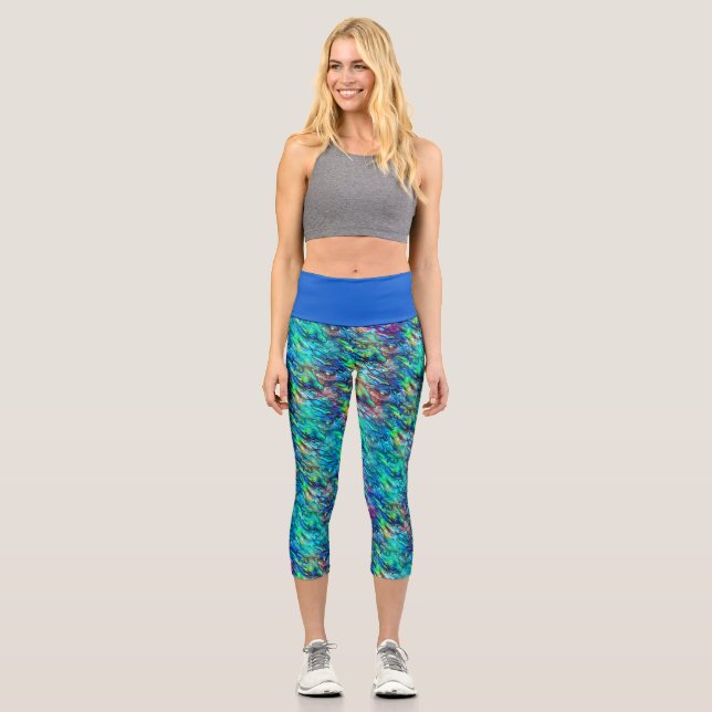 Neuseeland Abalone Paua Muschel Muster 1 Capri Leggings (Vorderseite)