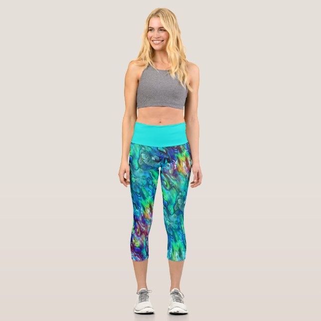 Neuseeland Abalone Paua Muschel Muster 1 Capri Leggings (Vorderseite)