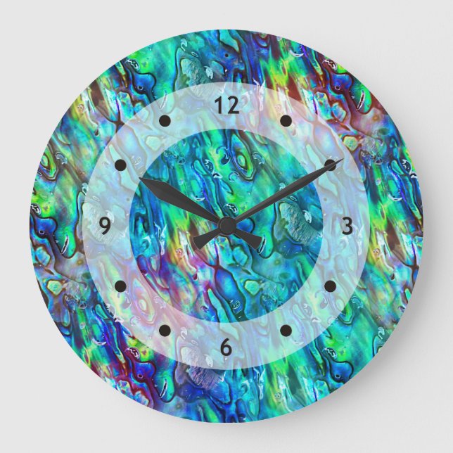 Neuseeland Abalone Paua Muschel Muster 1 Große Wanduhr (Vorderseite)