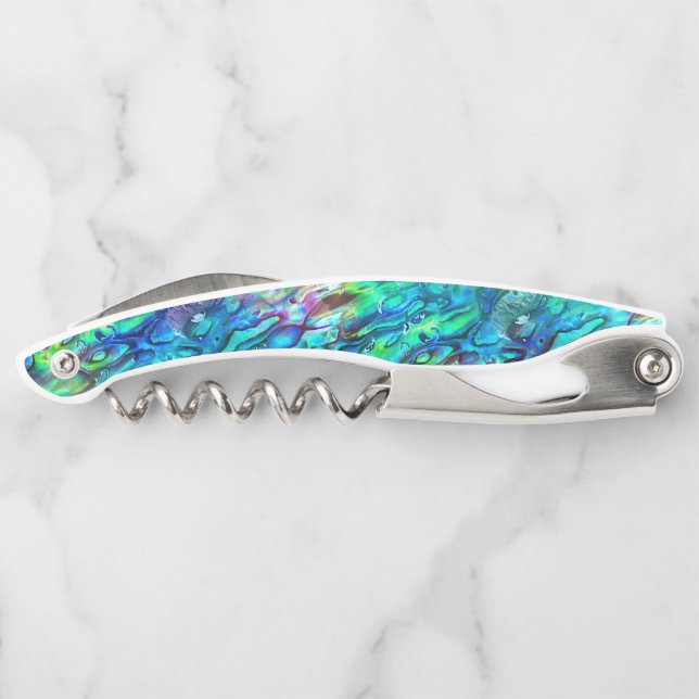 Neuseeland Abalone Paua Muschel Muster 1 Kellnermesser (Rückseite)