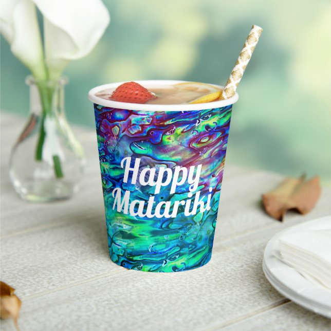 Neuseeland Abalone Paua Muschel Muster 1 Pappbecher (In Situ)