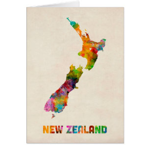Neuseeland, Aquarell-Karte