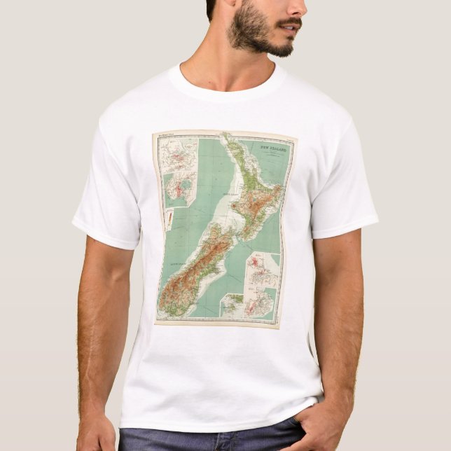 Neuseeland-Atlas-Karte T-Shirt (Vorderseite)