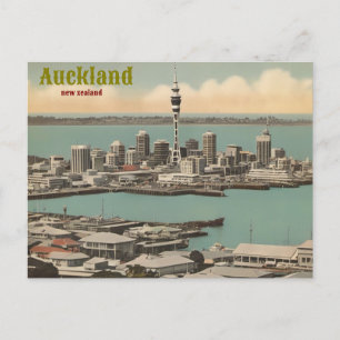 Neuseeland Auckland Vintage-Kunst-Reise Postkarte