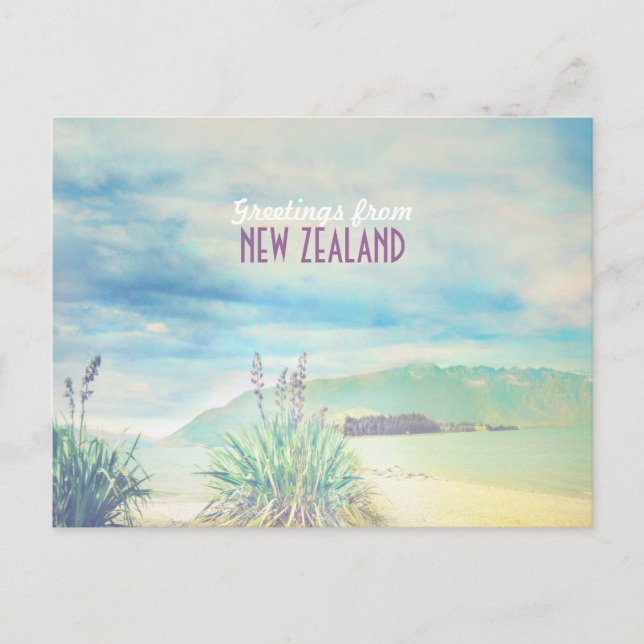 Neuseeland Beach & Mountain Postkarte (Vorderseite)