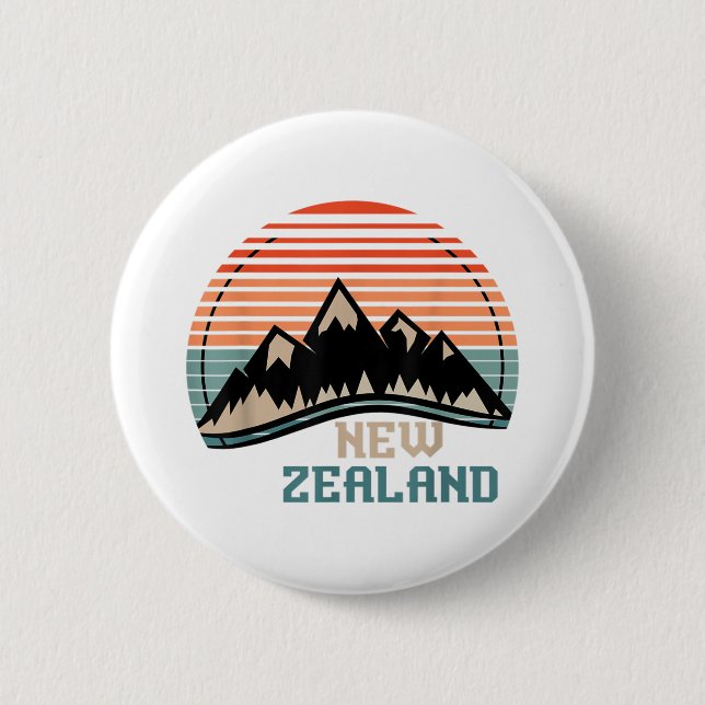 Neuseeland Bergwandern Geschenk Neuseeland Button (Vorderseite)